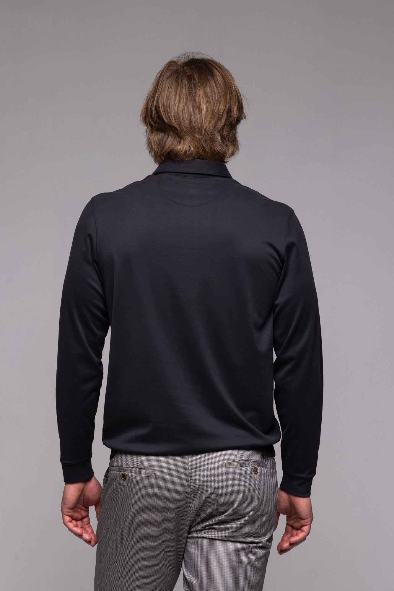 Black long-sleeved polo shirt