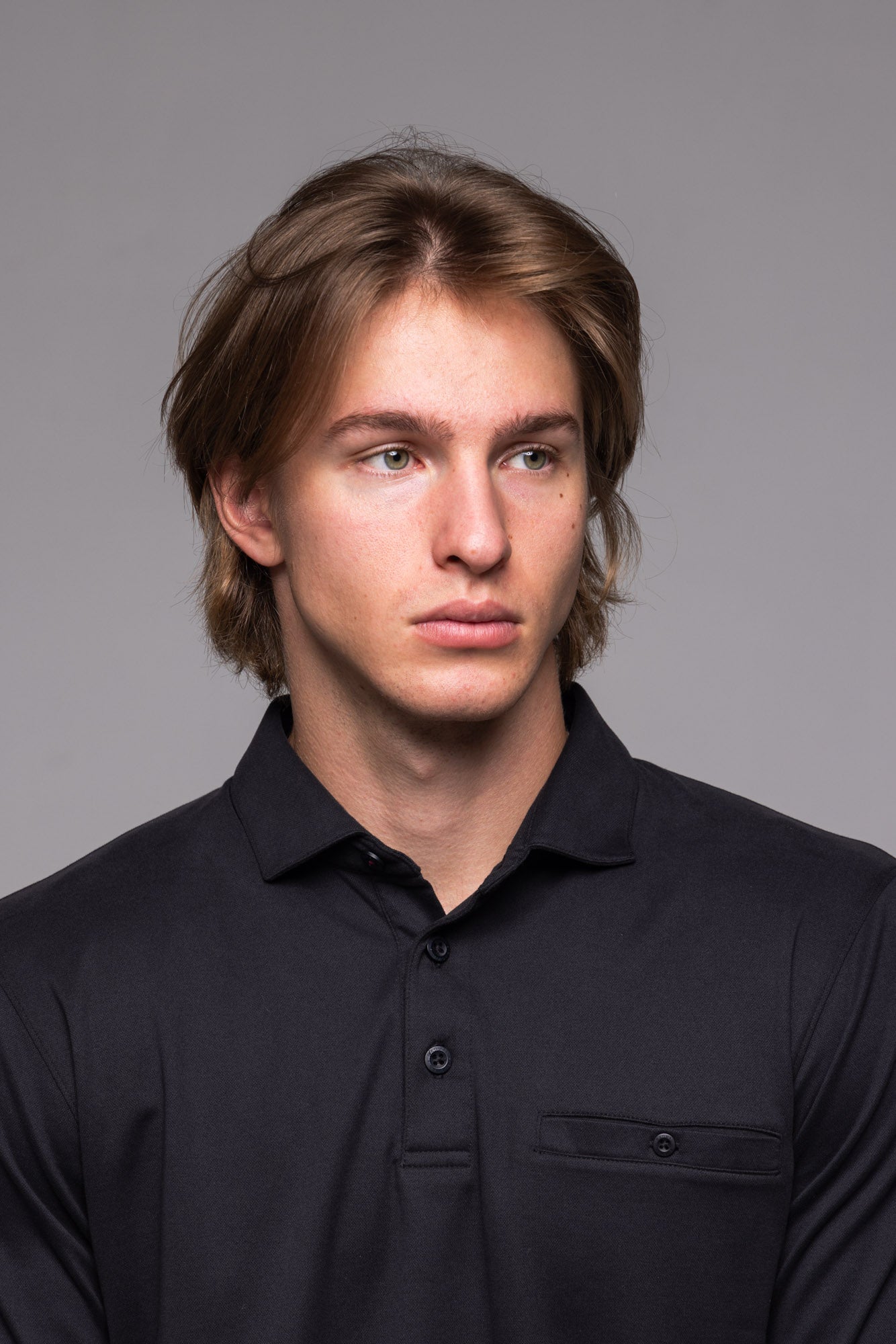 Black long-sleeved polo shirt
