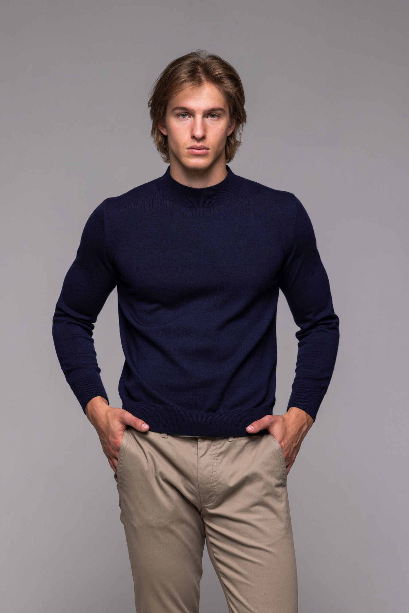 Dark blue turtleneck