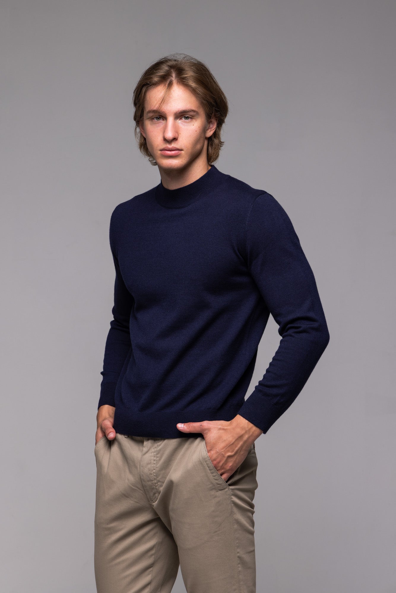 Dark blue turtleneck
