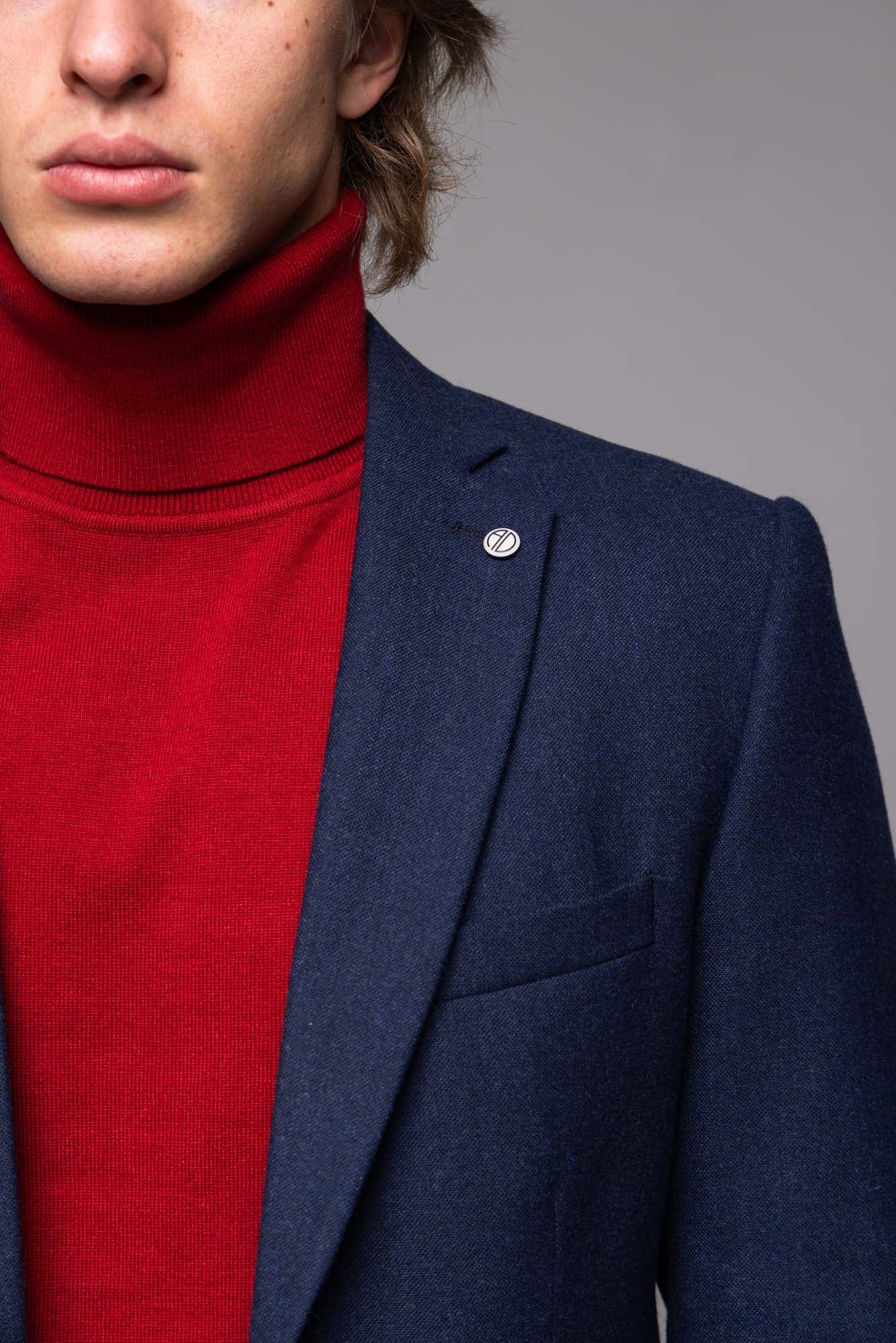 Navy blue wool jacket with a fine structure