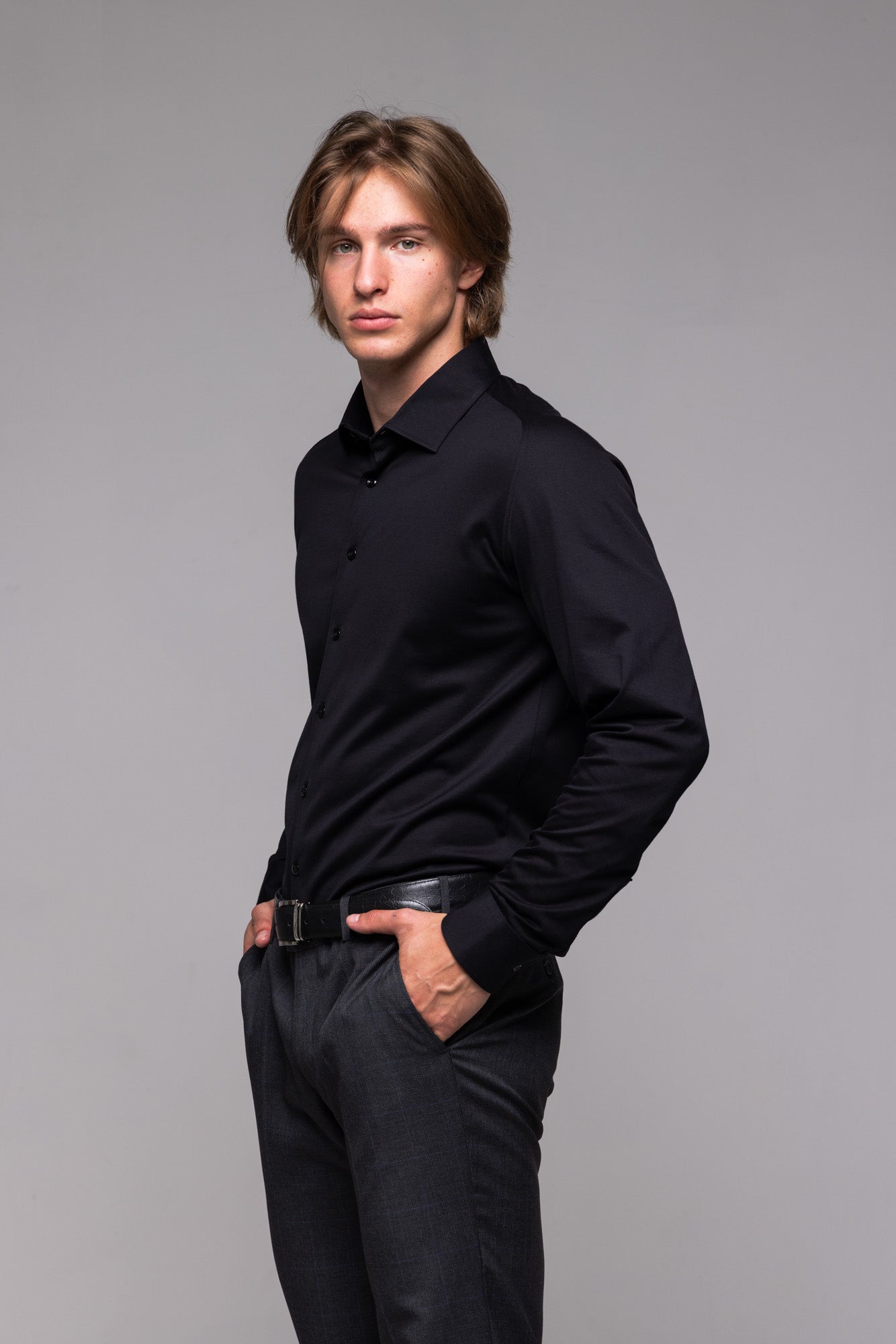 Black Stretch Extra Slim Fit Shirt