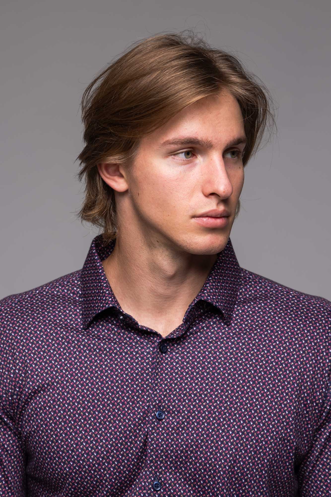 Burgundy Stretch Extra Slim Fit Shirt with Pattern