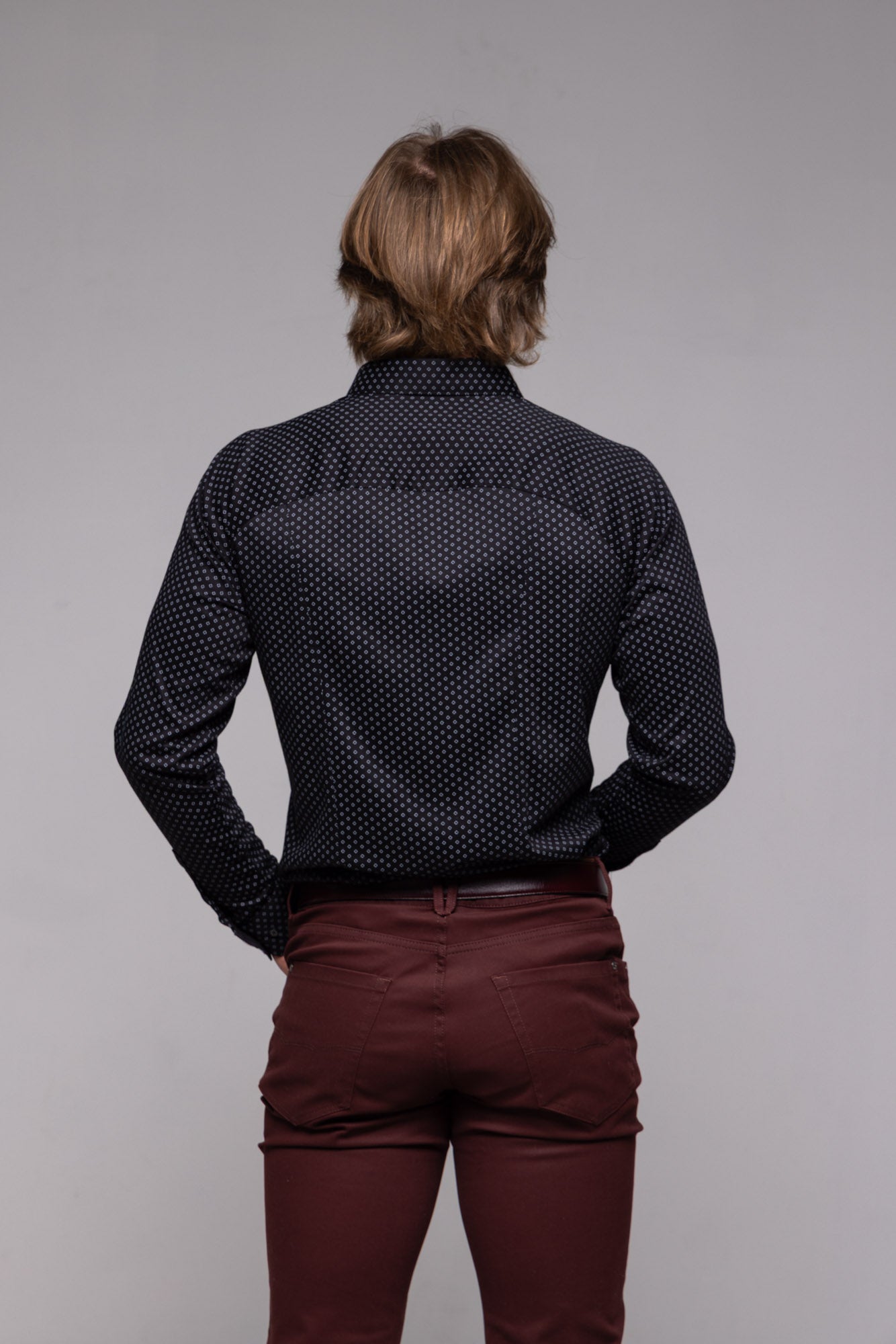 Black Stretch Extra Slim Fit Shirt with Pattern