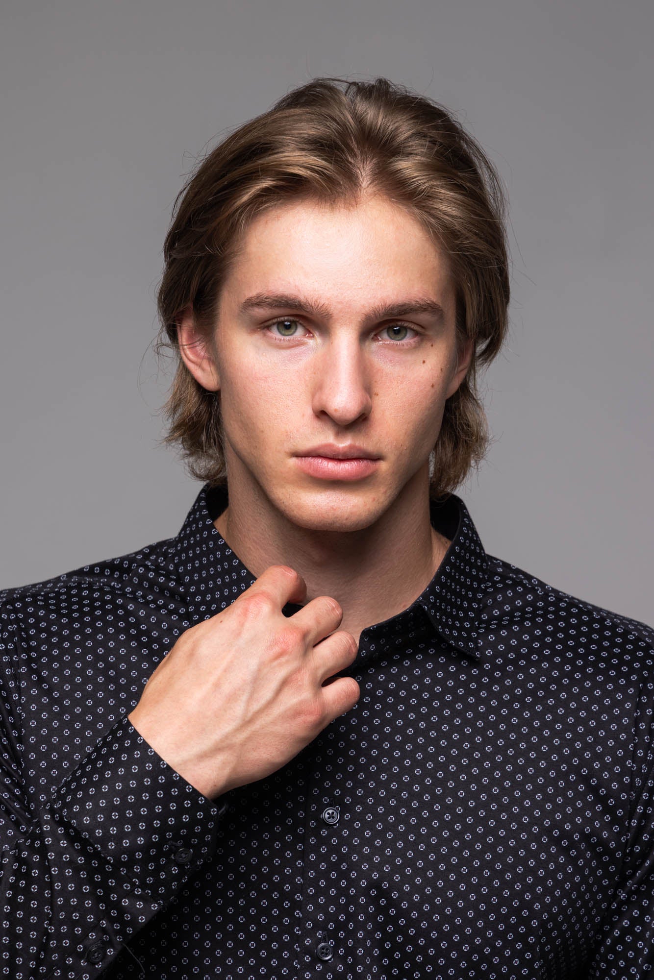 Black Stretch Extra Slim Fit Shirt with Pattern