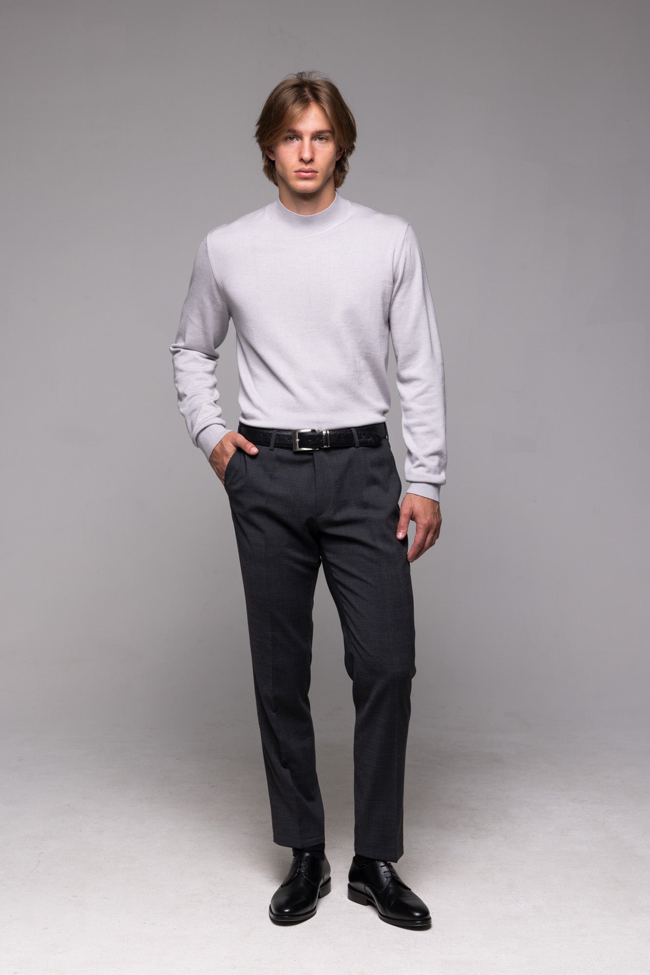 Grey Slim Fit Suit with Grey Check - Plus Sizes