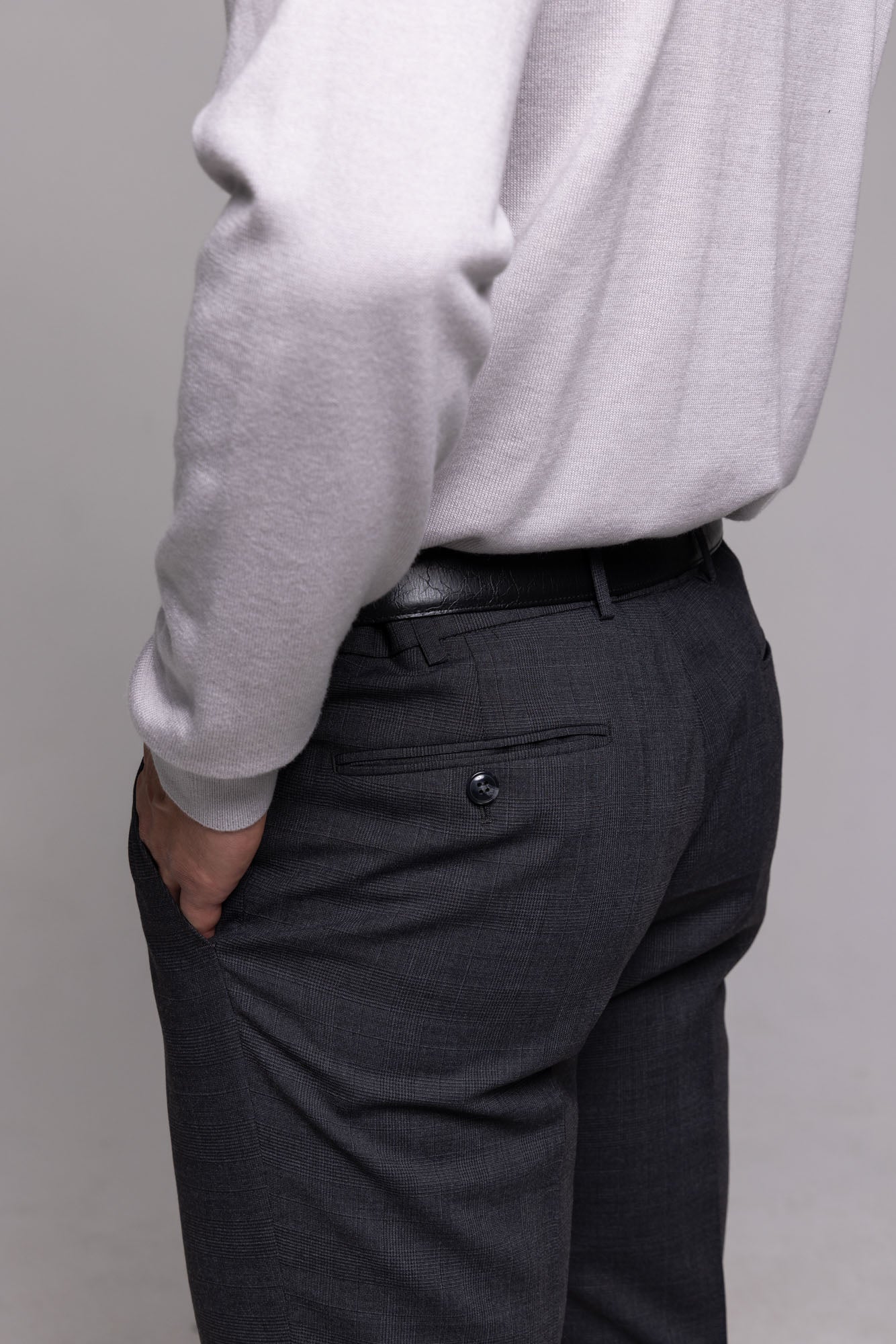 Grey Slim Fit Suit with Grey Check - Plus Sizes