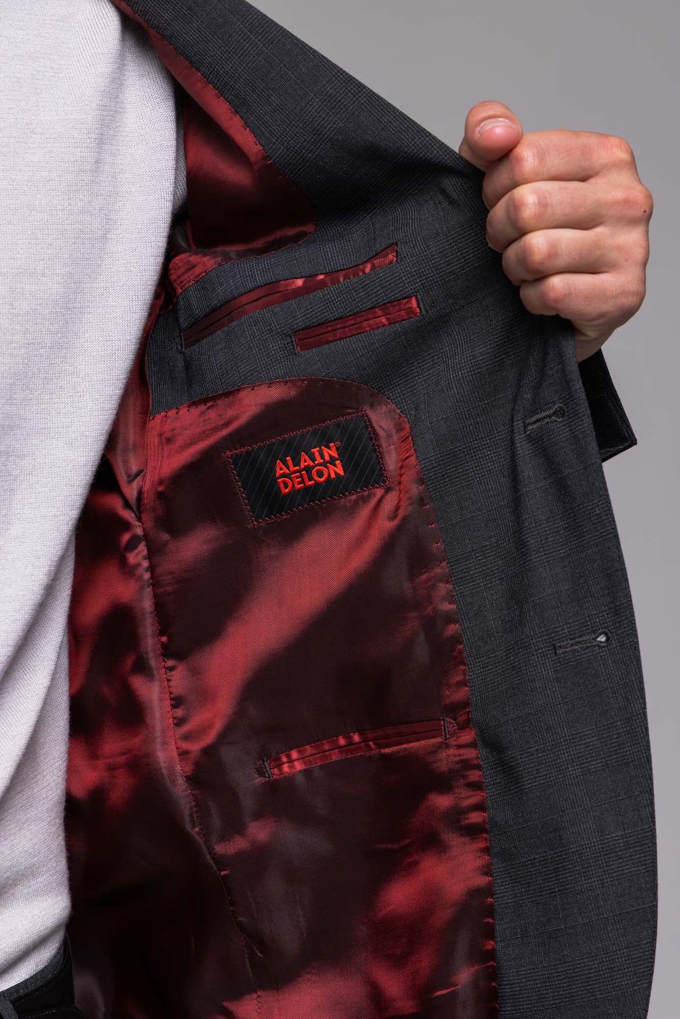 Grey Slim Fit Suit with Grey Check - Plus Sizes