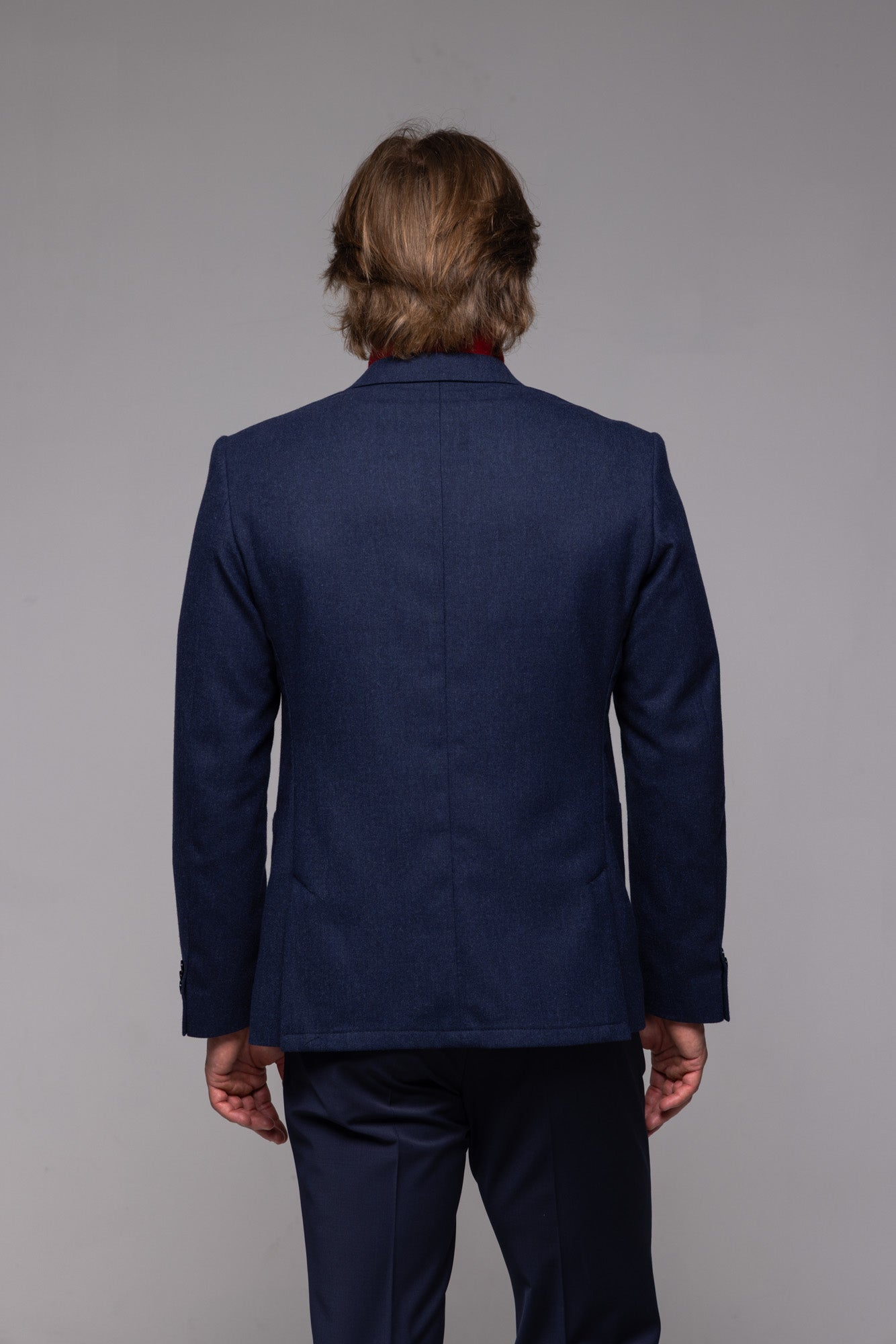 Navy blue wool blazer with fine structure - plus sizes
