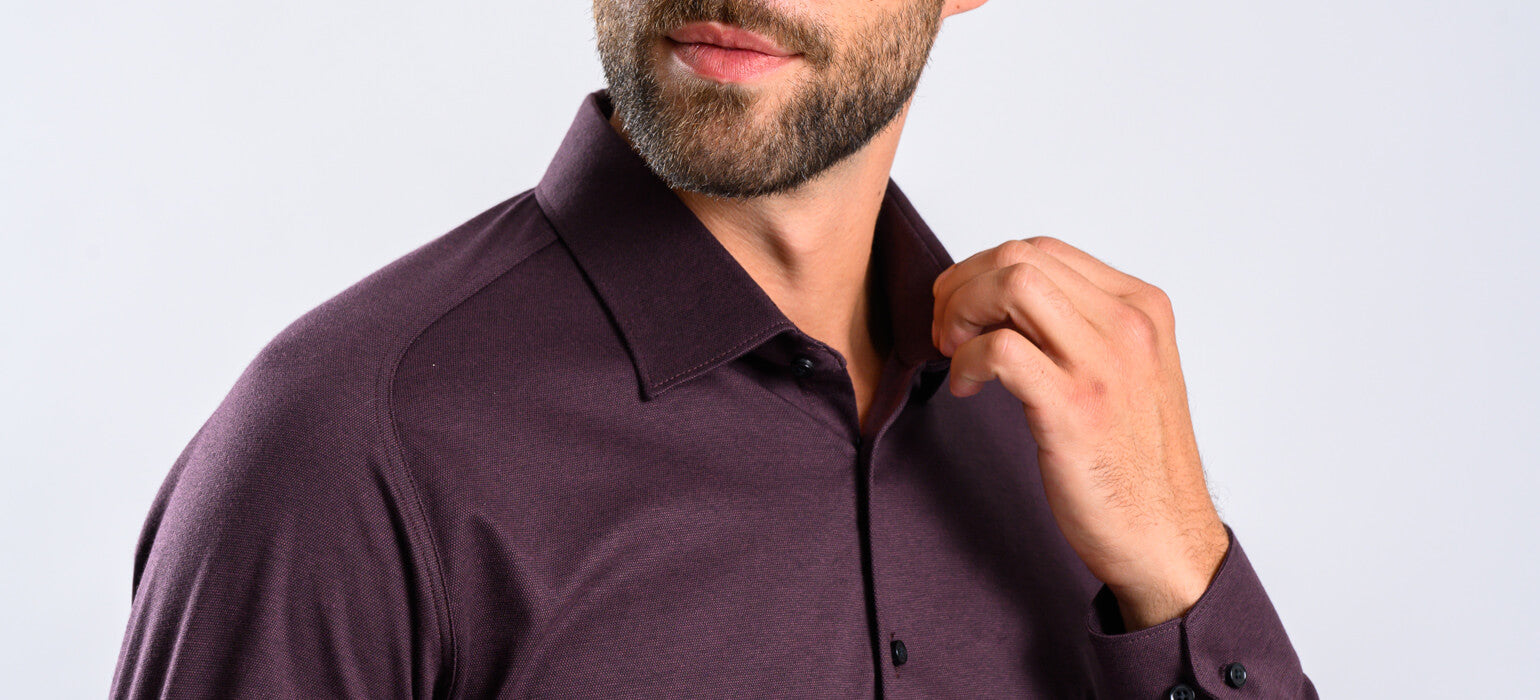 Eggplant Stretch Extra Slim Fit Shirt with Anti-Wrinkle Treatment