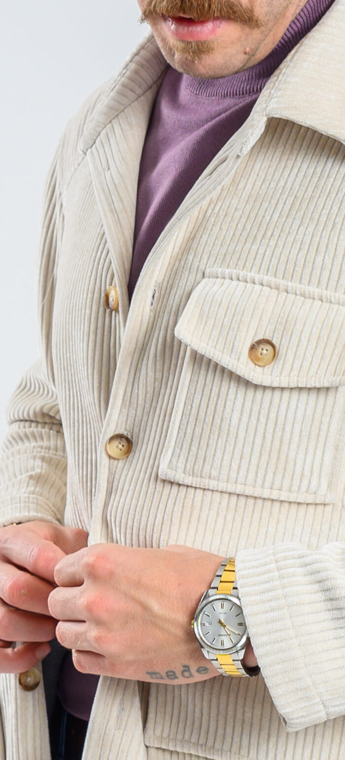 Beige corduroy shirt jacket
