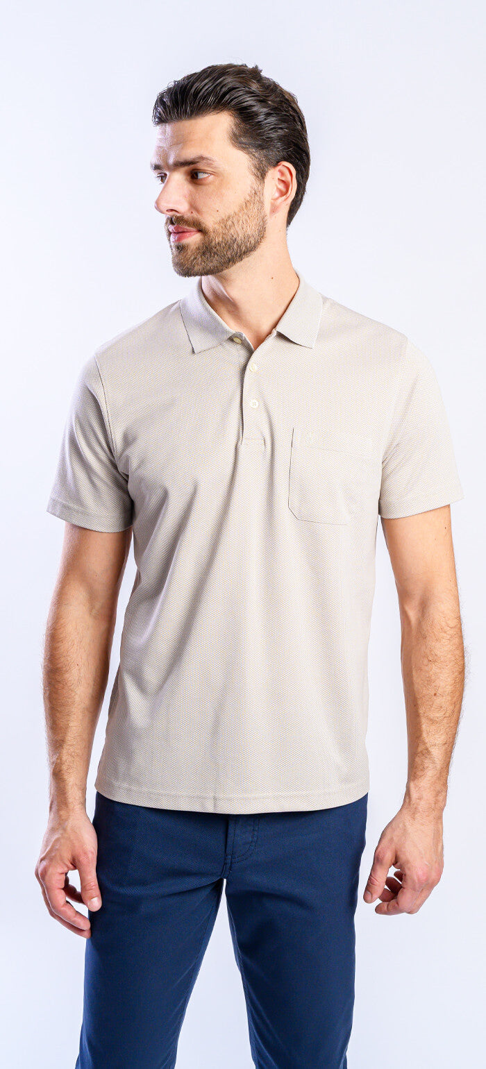 Beige polo shirt with diamonds