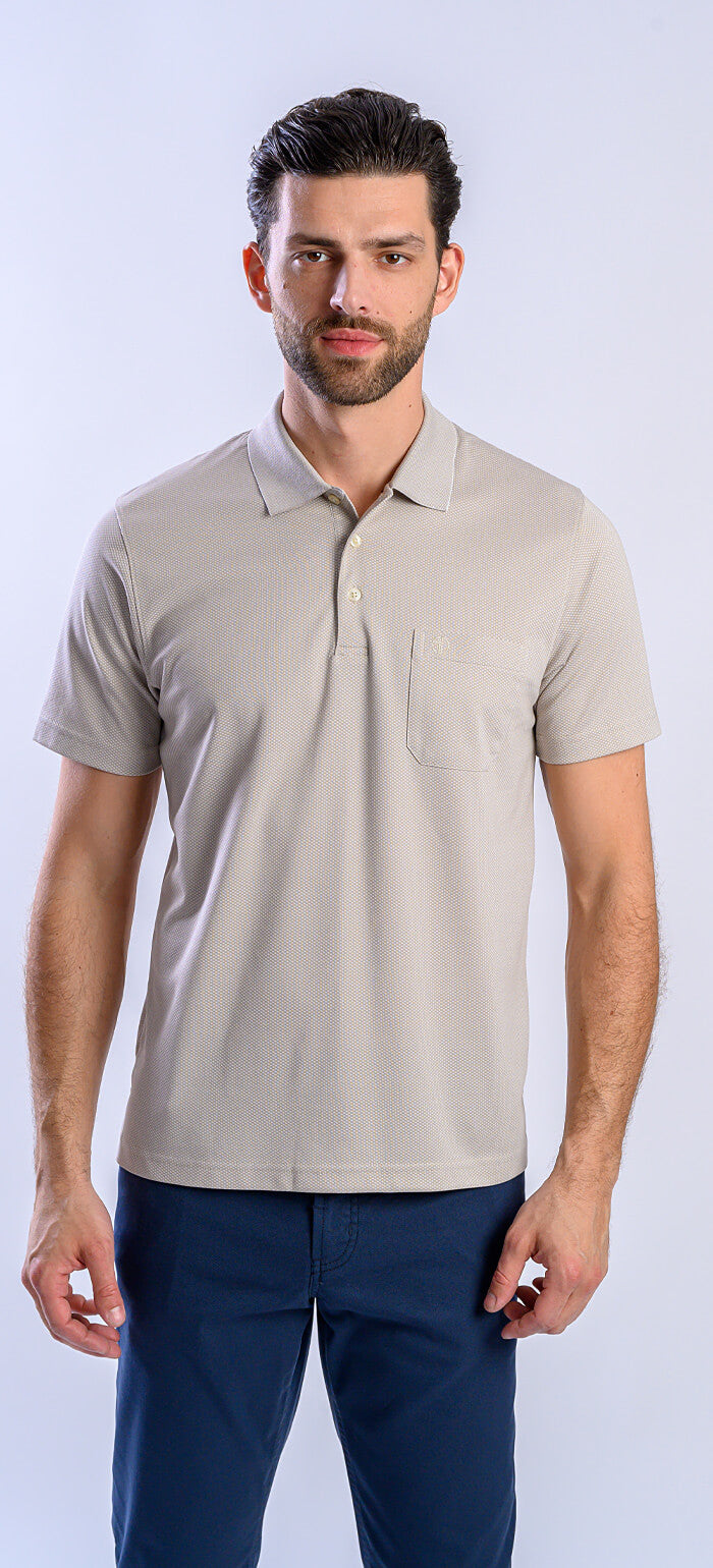 Beige polo shirt with diamonds