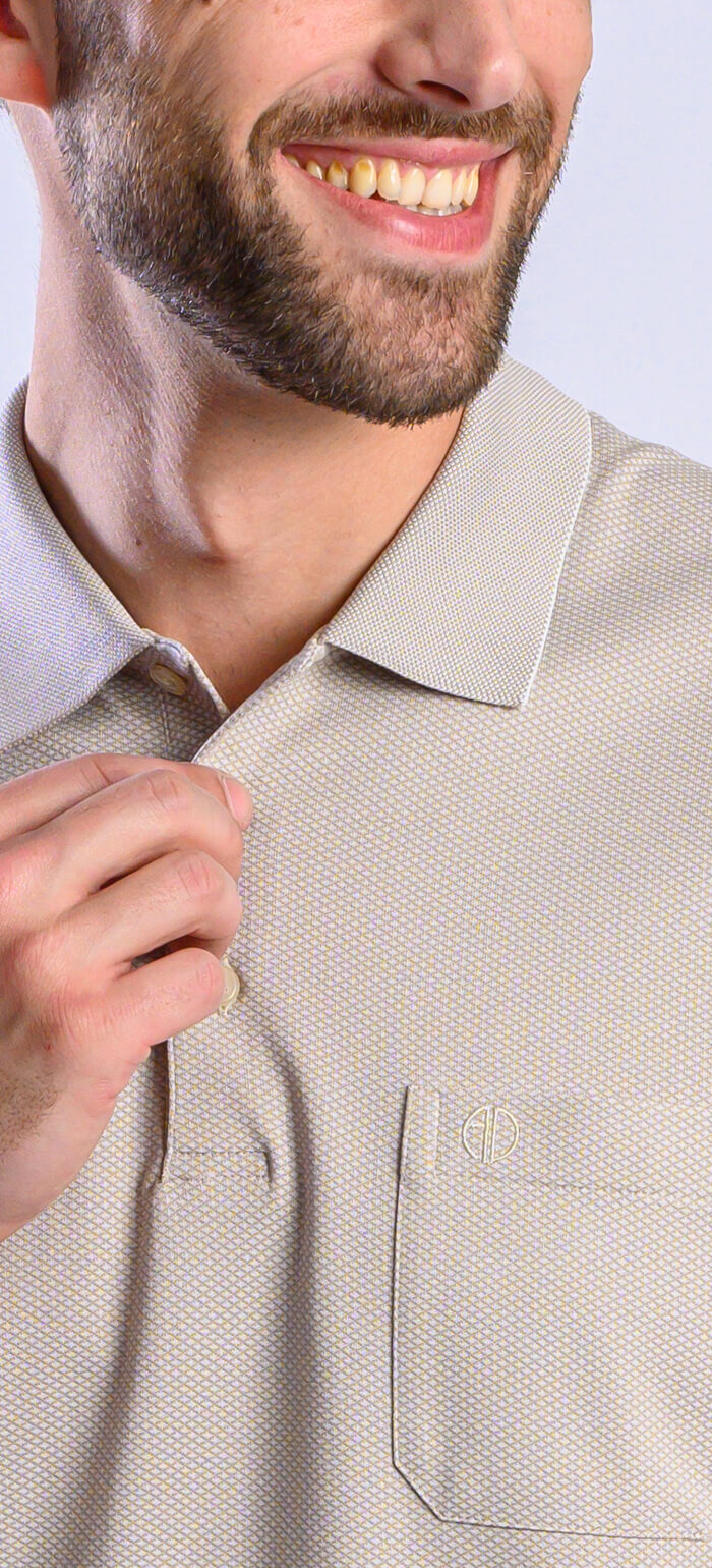 Beige polo shirt with diamonds