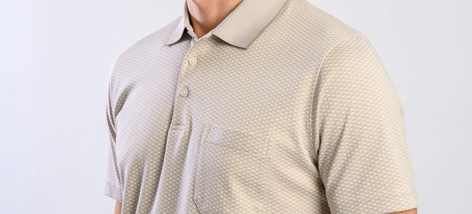 Beige polo shirt with check pattern