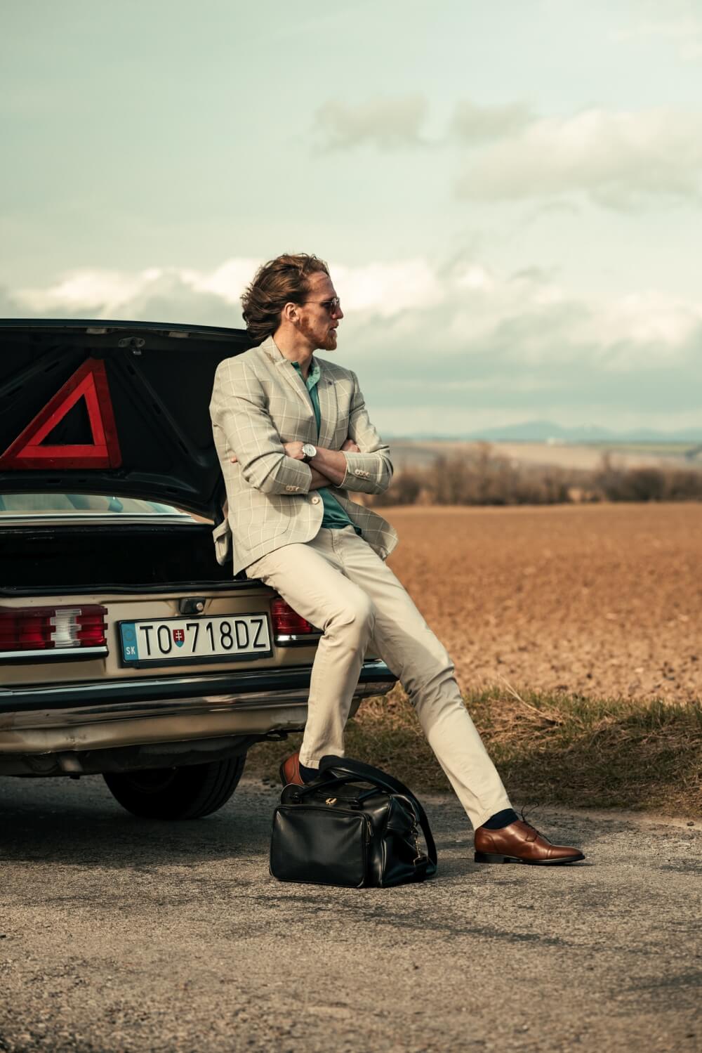 Beige cotton trousers