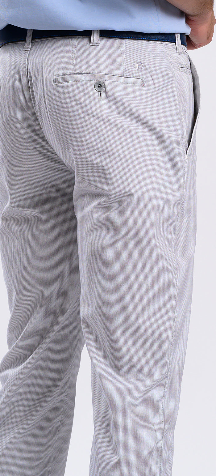 Beige chinos with a rooster print