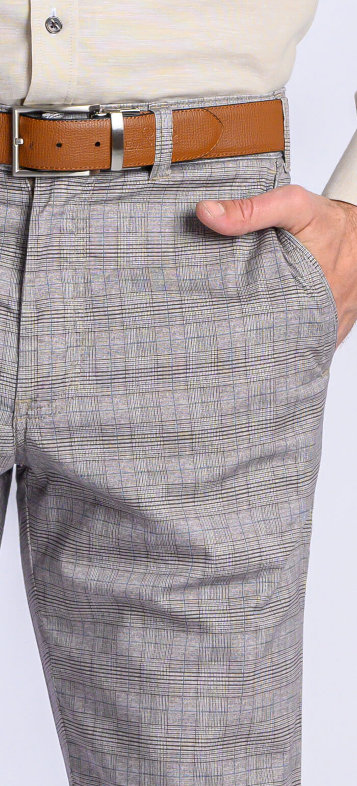 Beige checked chinos
