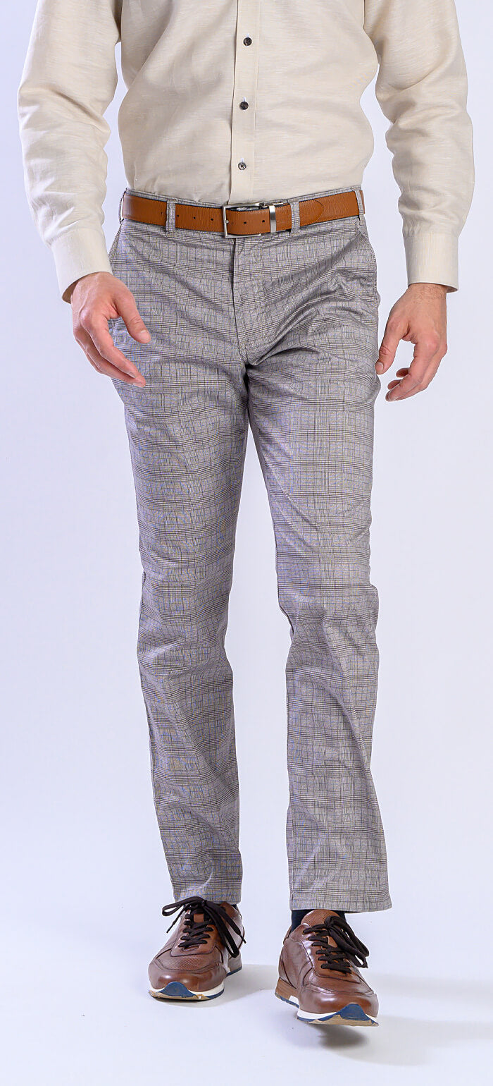 Beige checked chinos