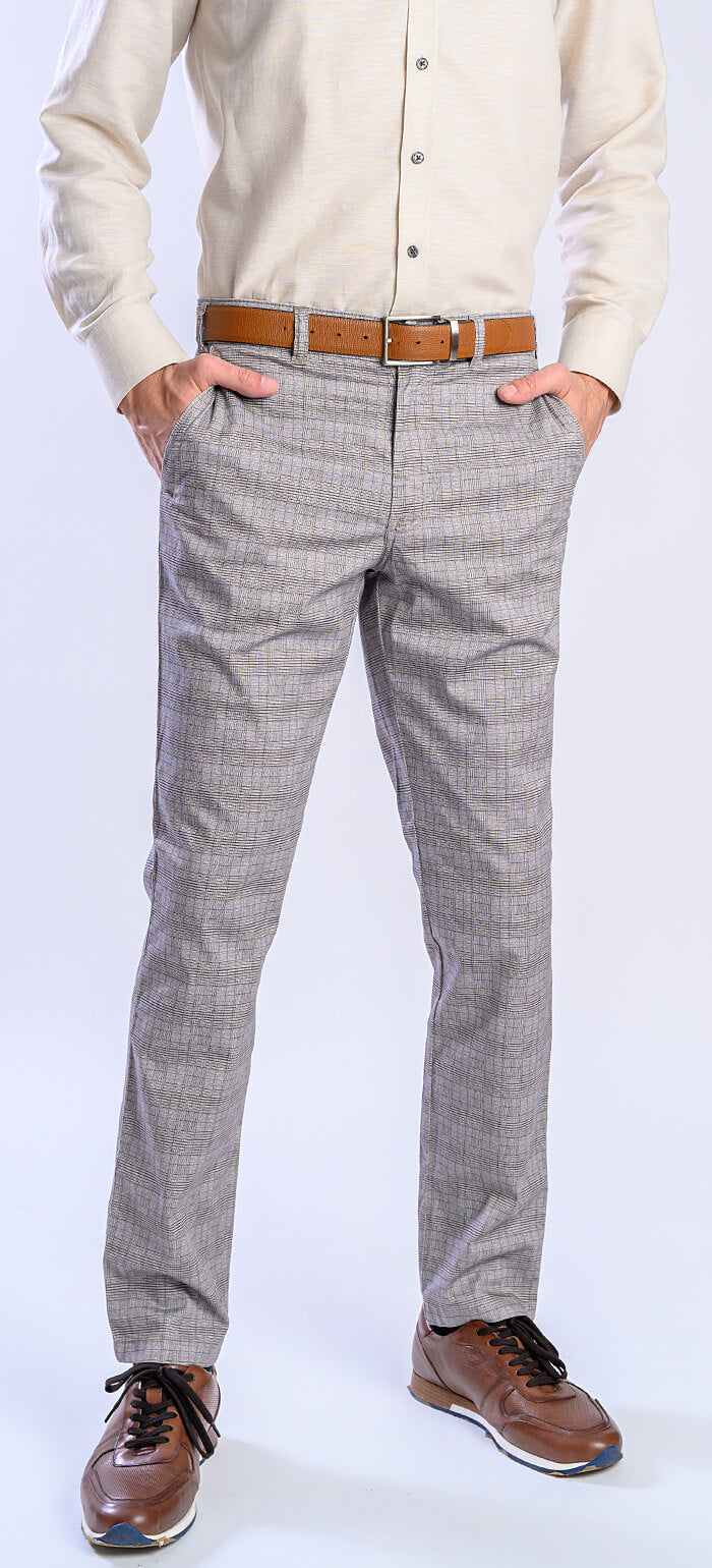 Beige checked chinos