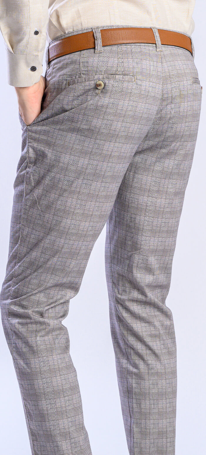 Beige checked chinos