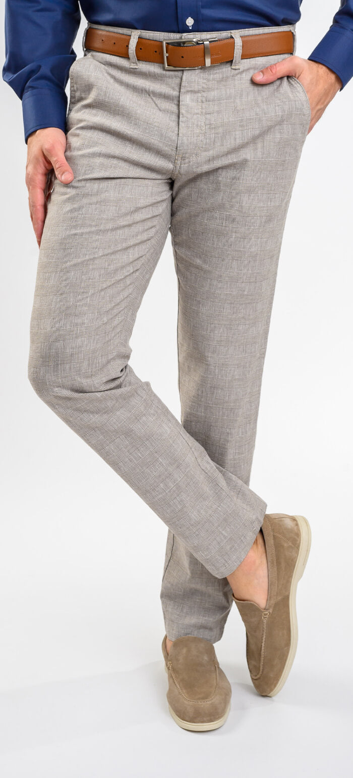 Beige checked leisure trousers