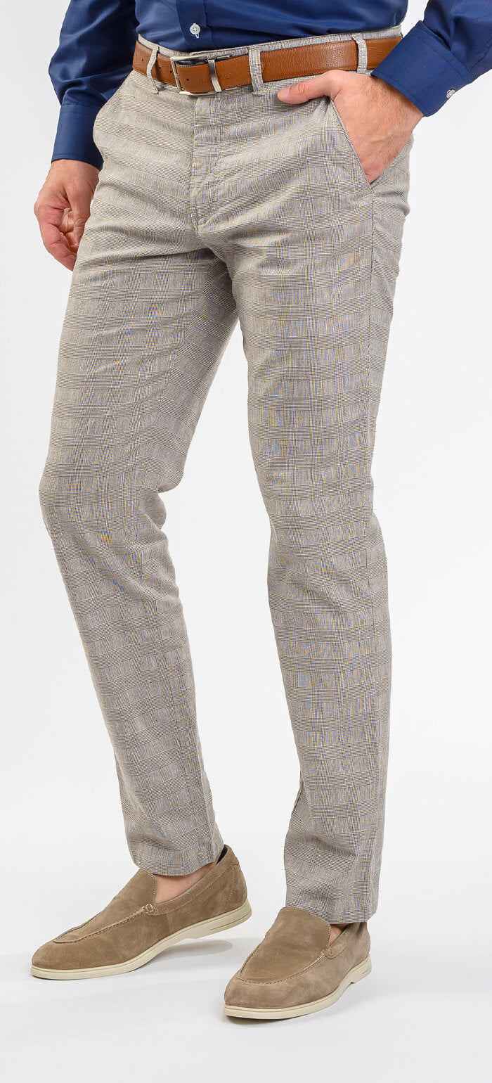 Beige checked leisure trousers