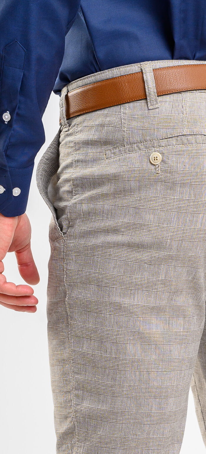 Beige checked leisure trousers