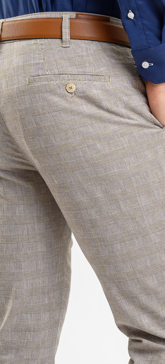 Beige checked leisure trousers