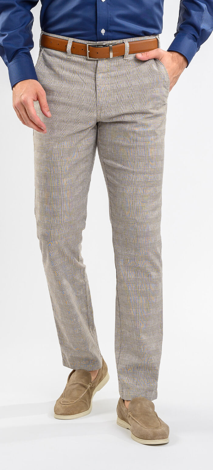 Beige checked leisure trousers
