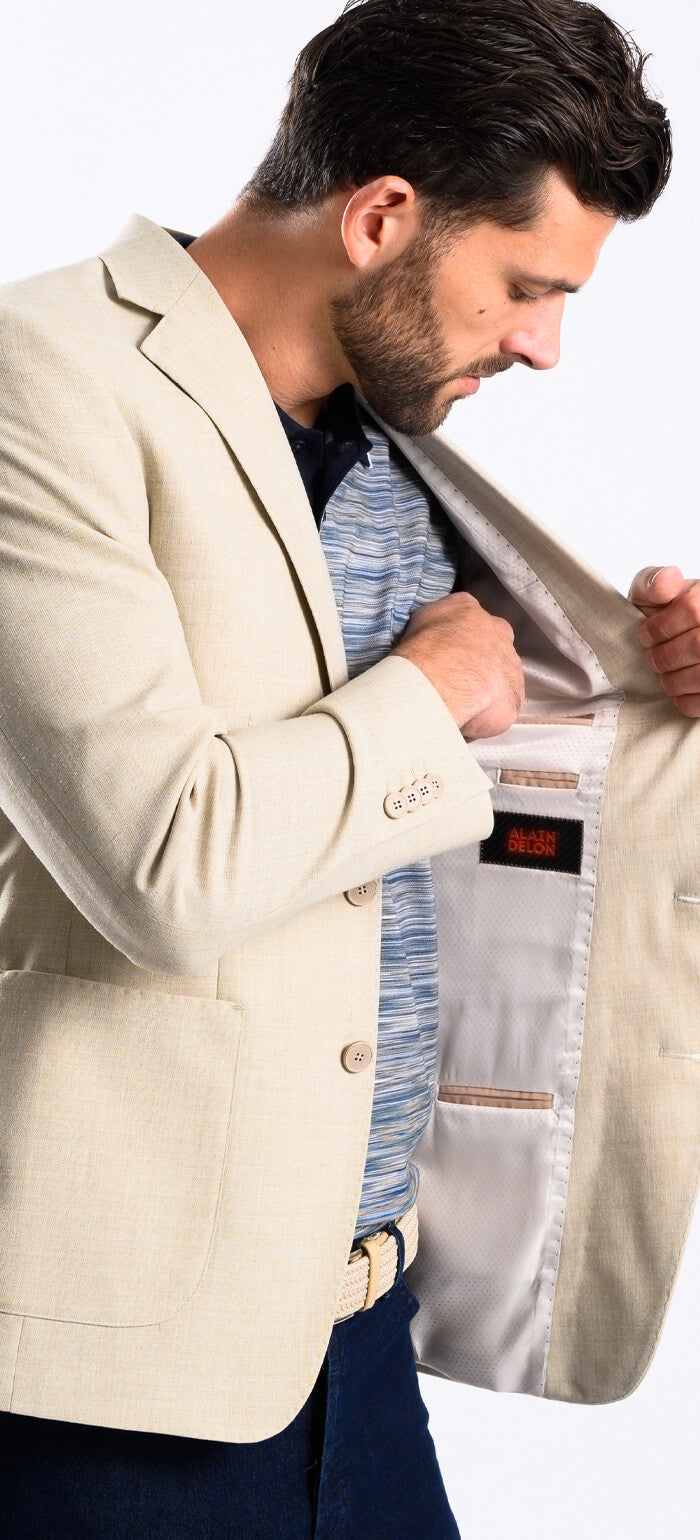 Beige blazer with linen blend