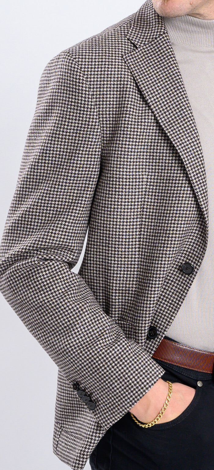 Beige-brown wool jacket with rooster print, size XL