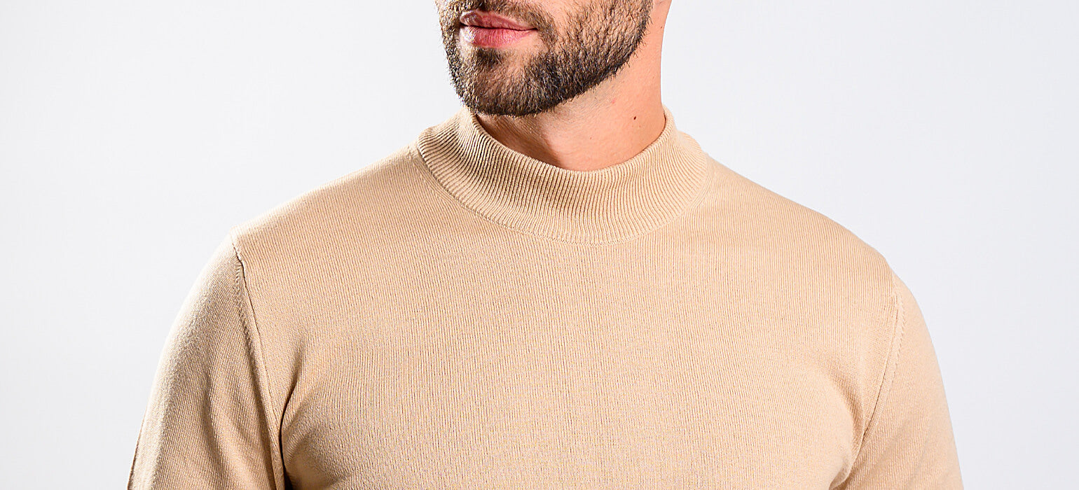 Beige cotton turtleneck