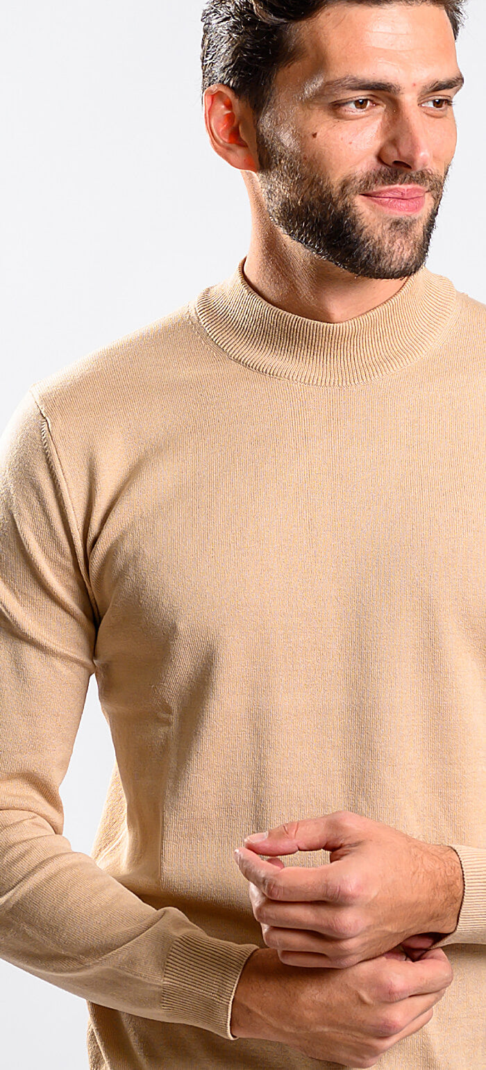 Beige cotton turtleneck
