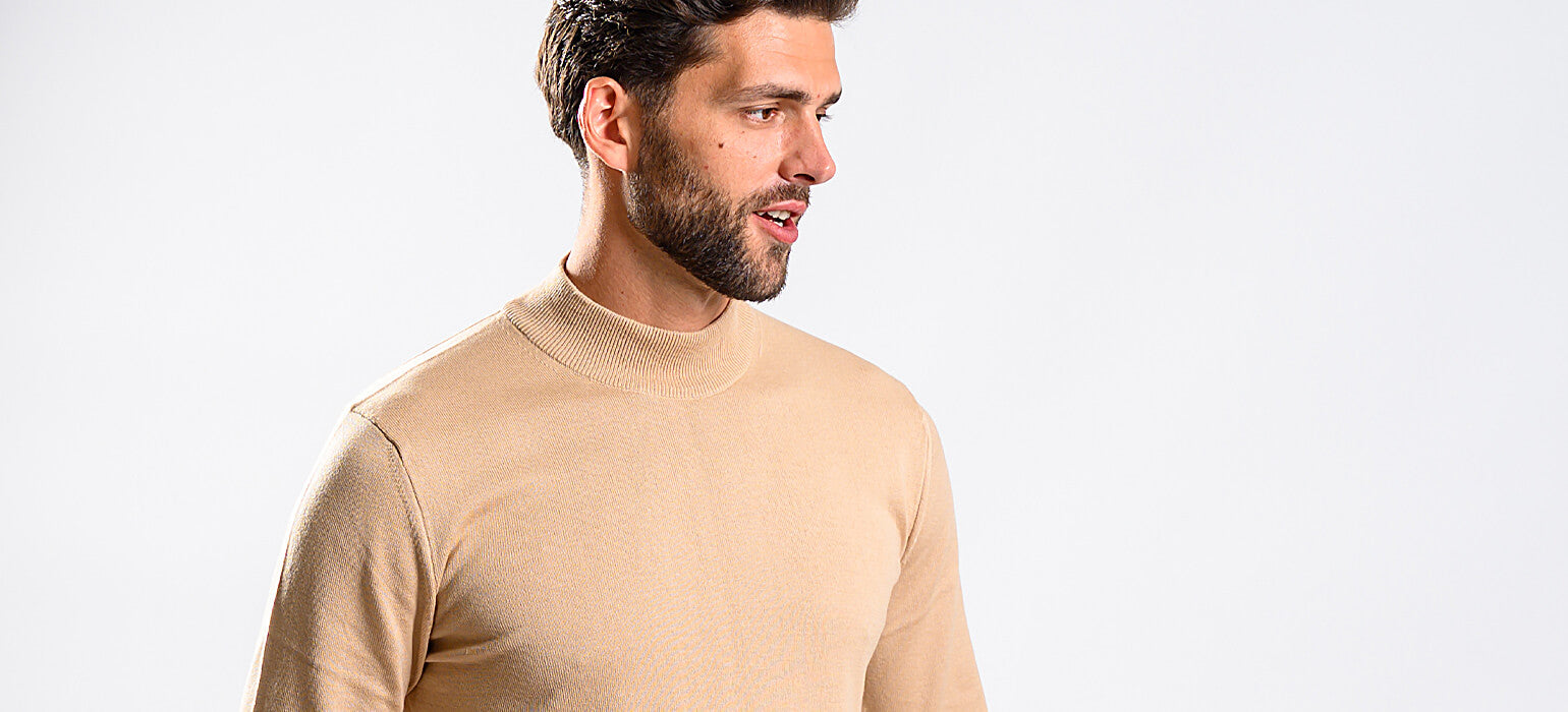 Beige cotton turtleneck