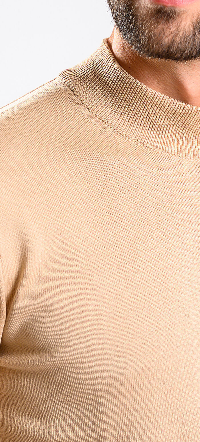 Beige cotton turtleneck
