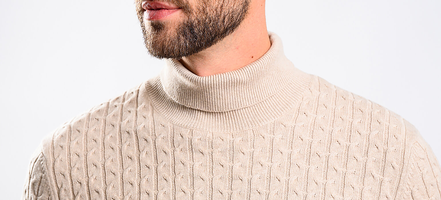 Beige cotton turtleneck