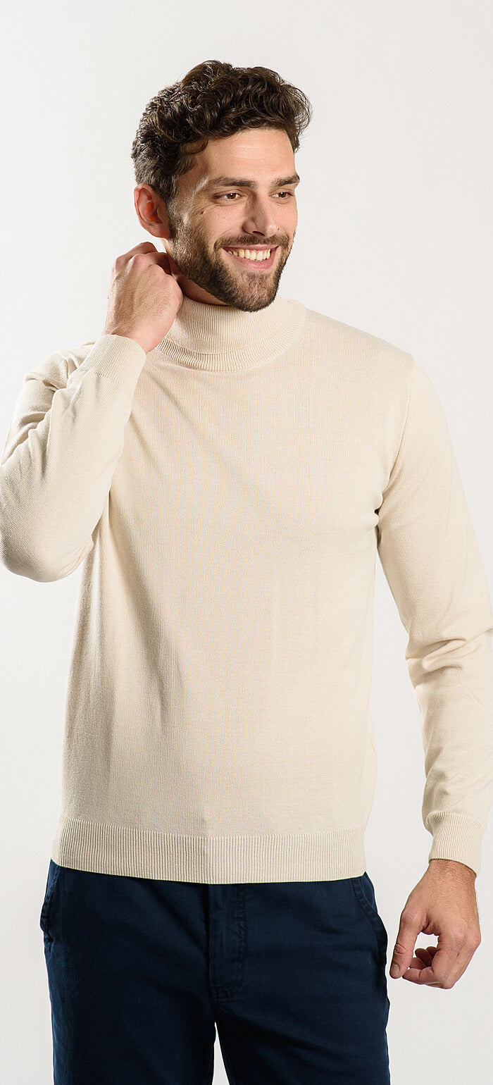 Beige cotton turtleneck