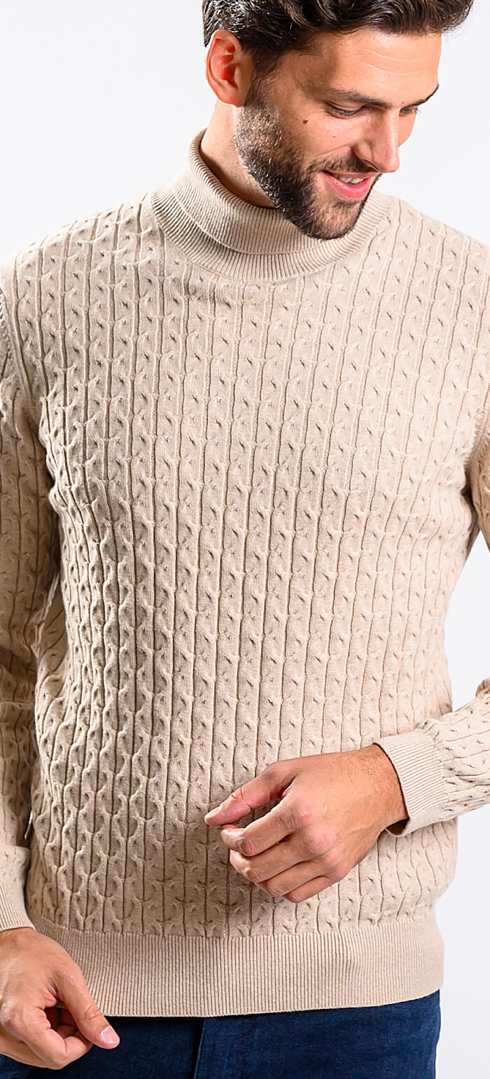 Beige cotton turtleneck