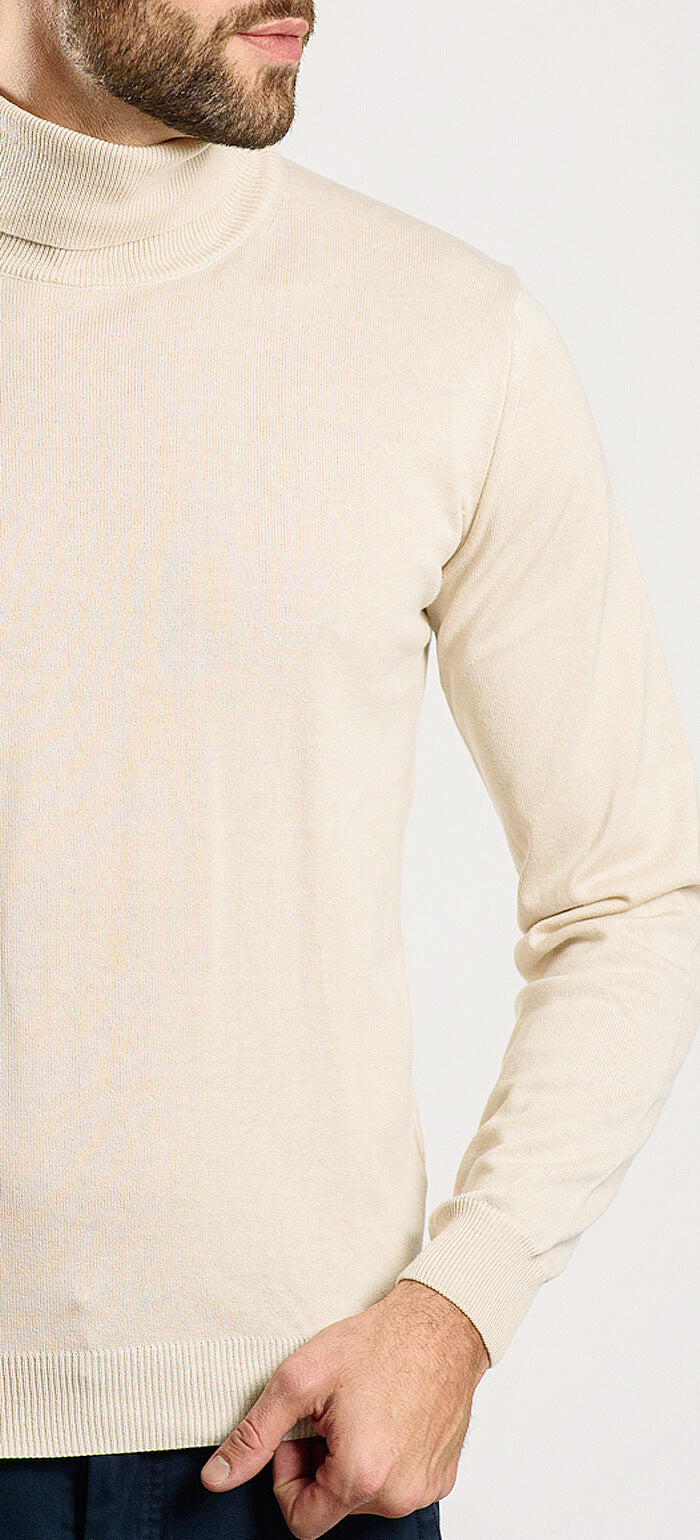 Beige cotton turtleneck