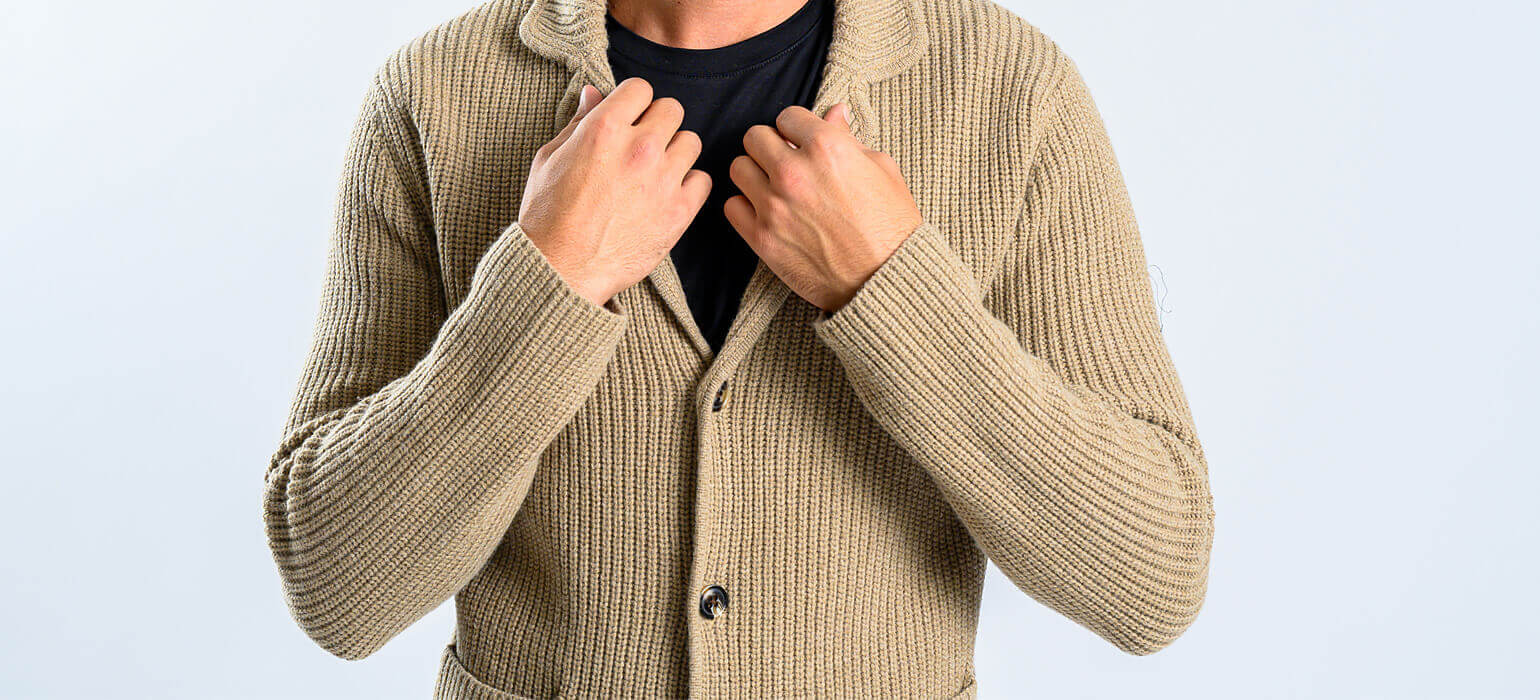 Beige wool button-up sweater