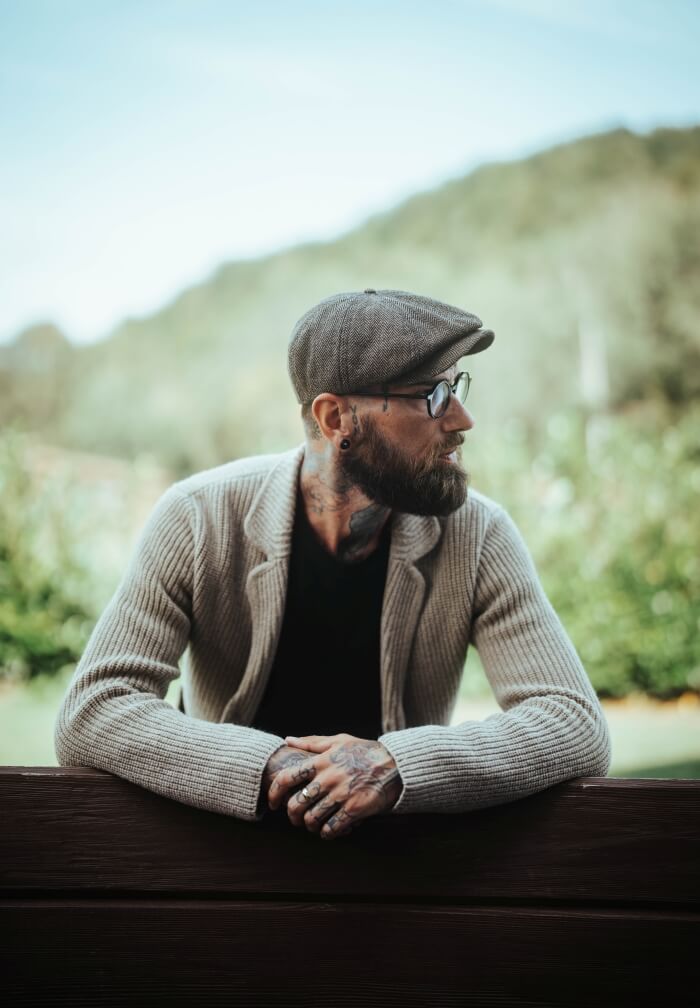 Beige wool button-up sweater