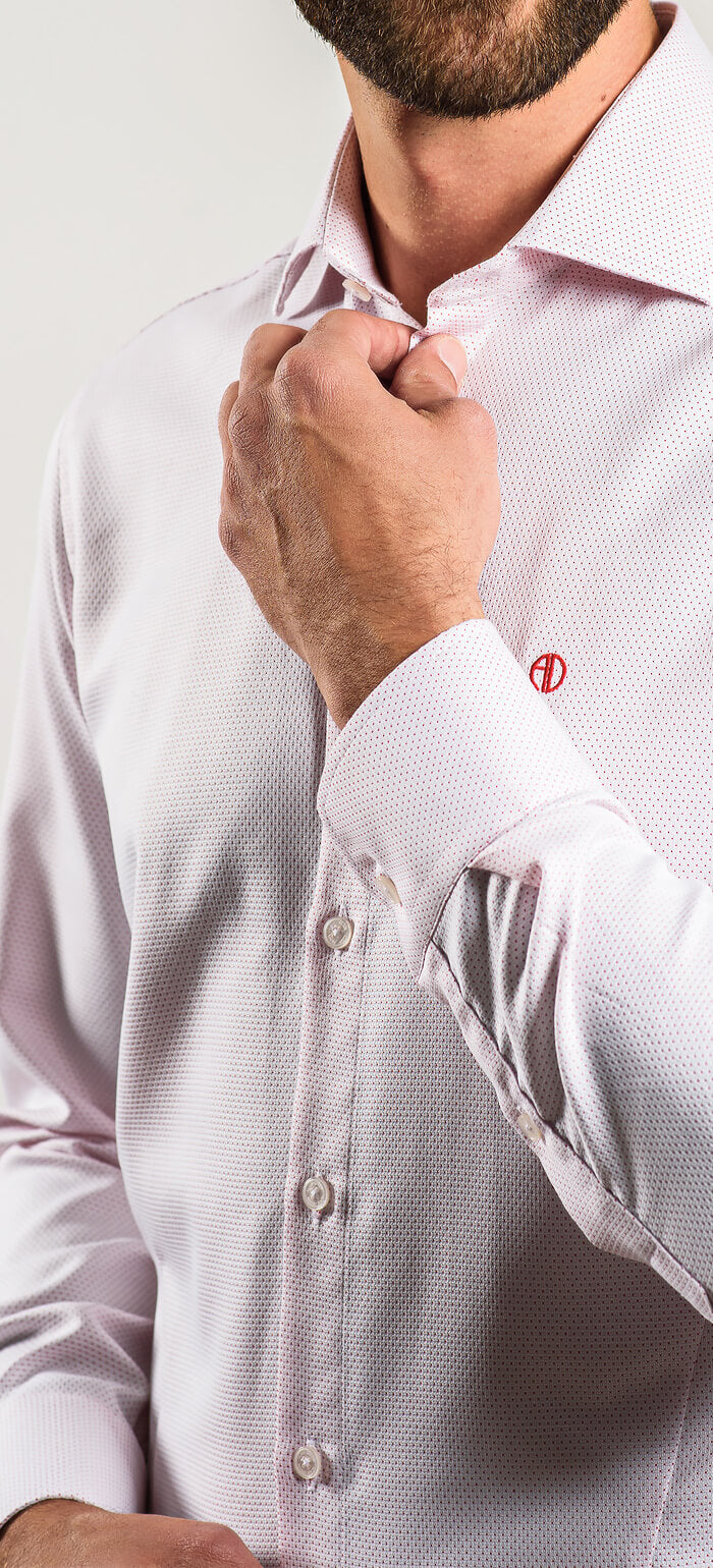 White Extra Slim Fit Shirt with Red Pattern