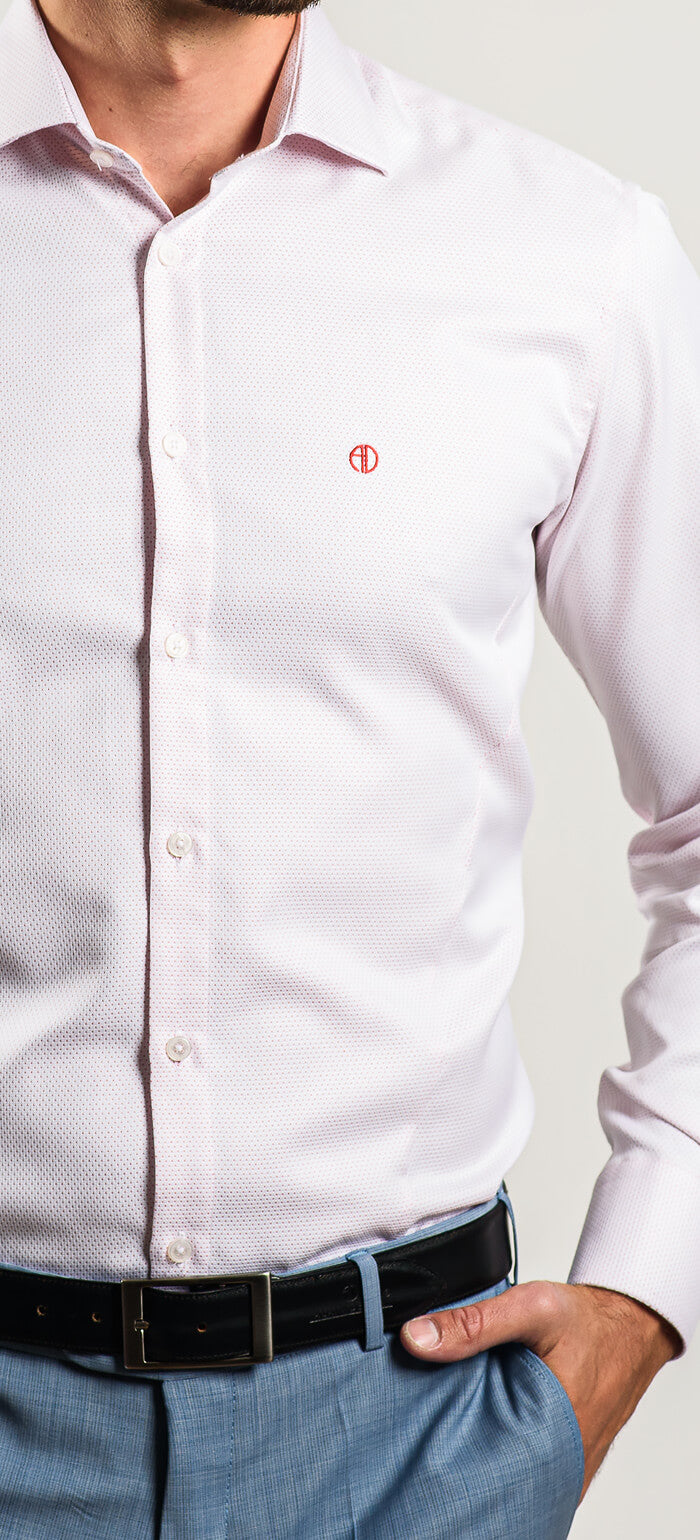 White Extra Slim Fit Shirt with Red Pattern