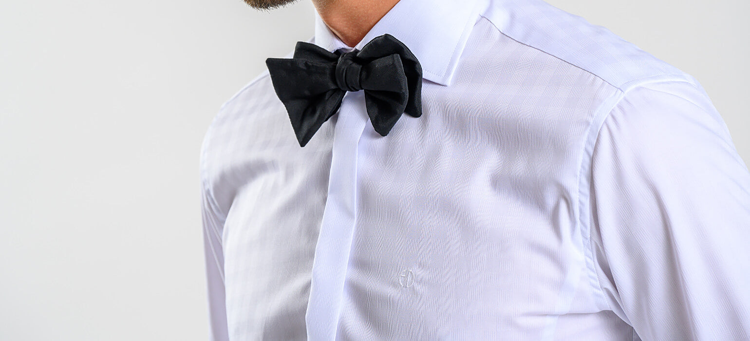 White Extra Slim Fit Shirt with a Fine Checkerboard Pattern