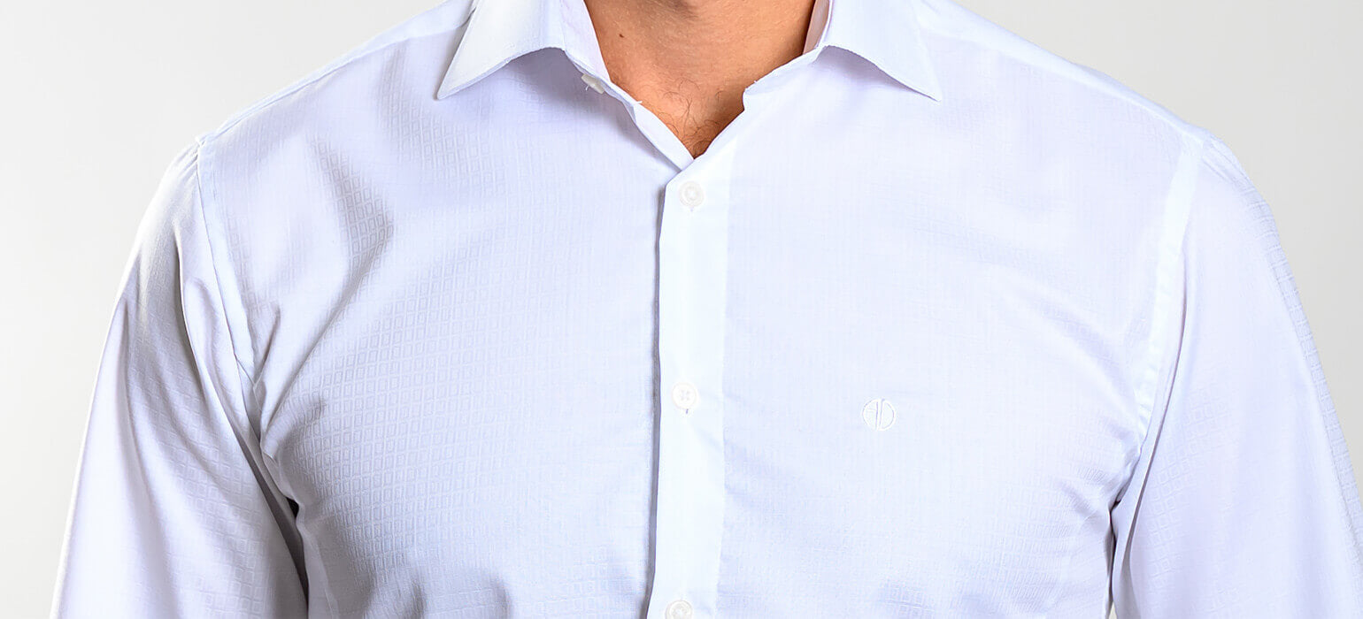 White Extra Slim Fit Shirt with a Fine Pattern