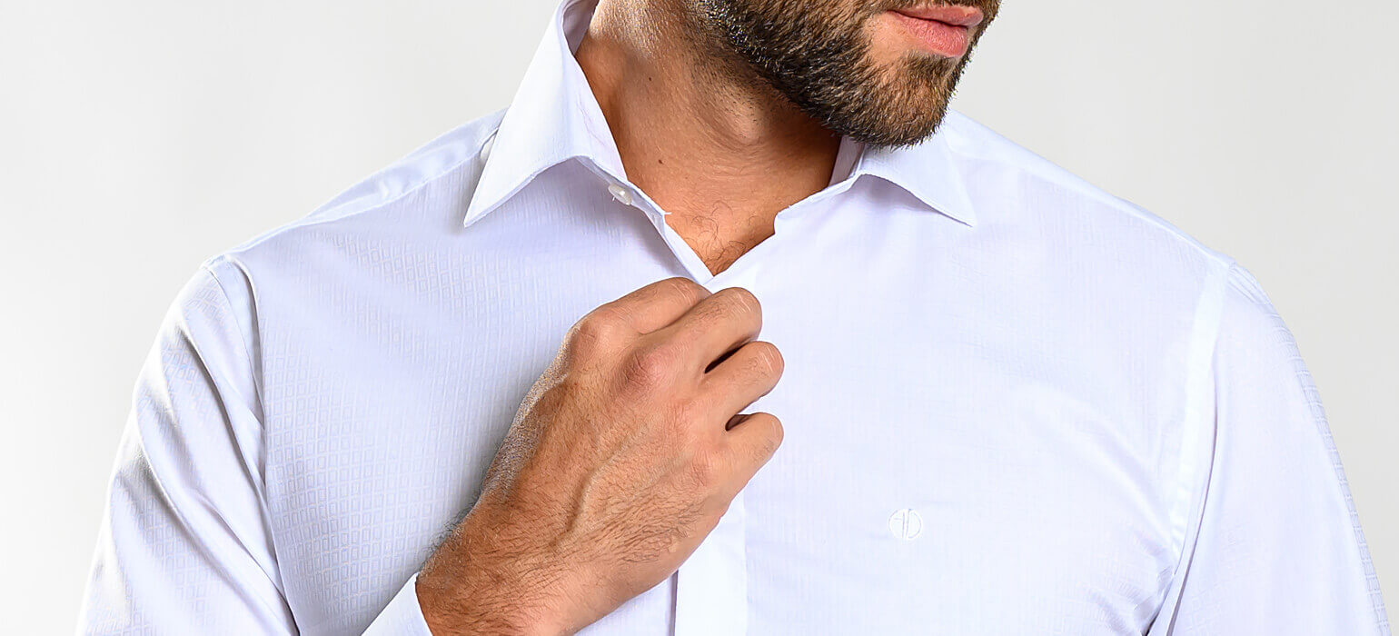 White Extra Slim Fit Shirt with a Fine Pattern