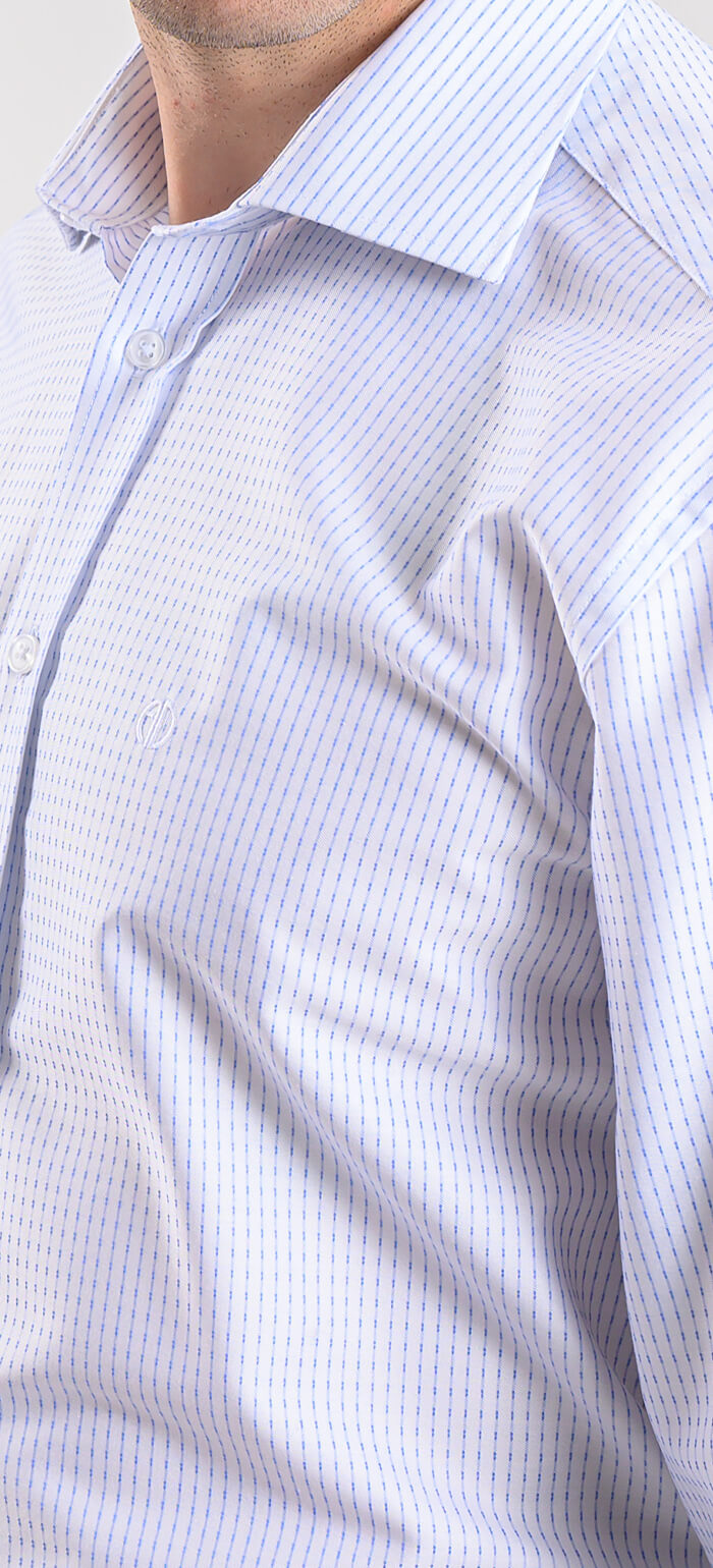 White Extra Slim Fit Shirt with Blue Stripes