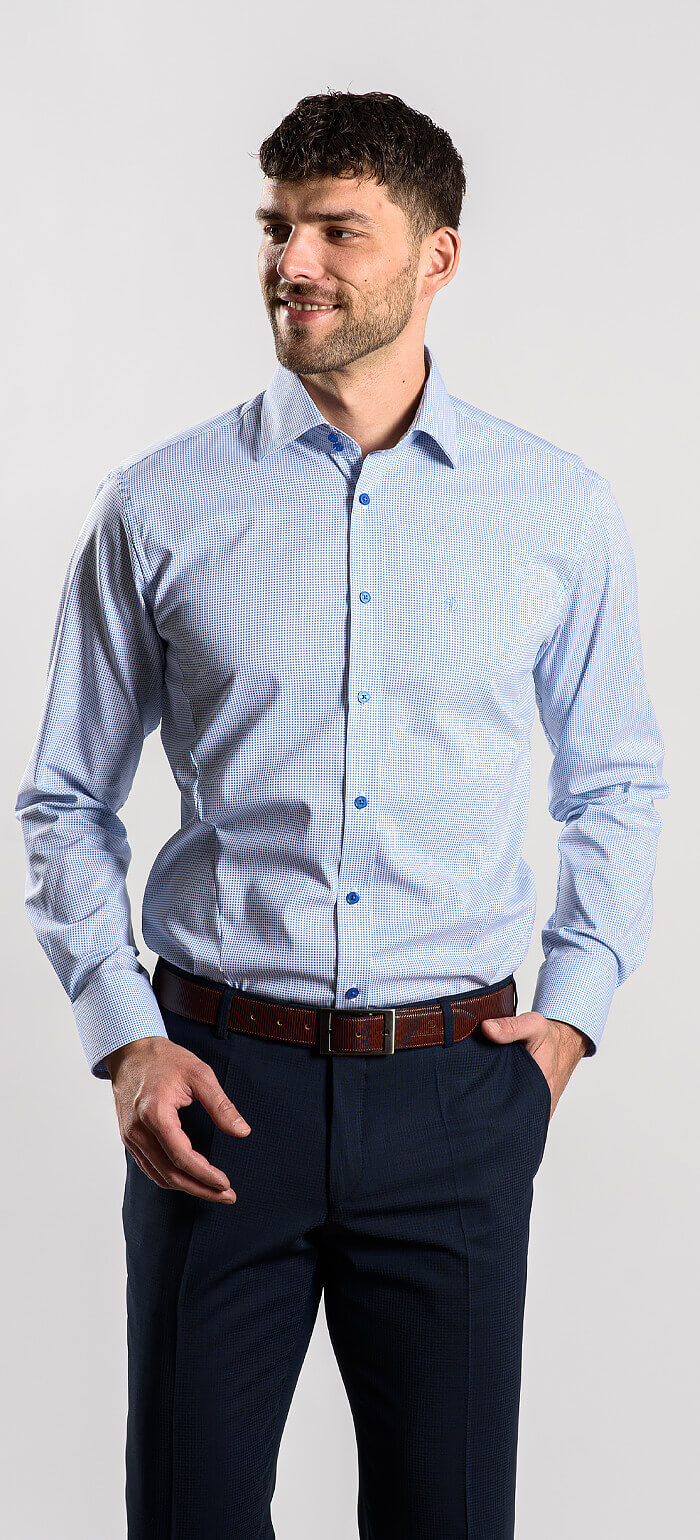 White Extra Slim Fit Shirt with Square Pattern