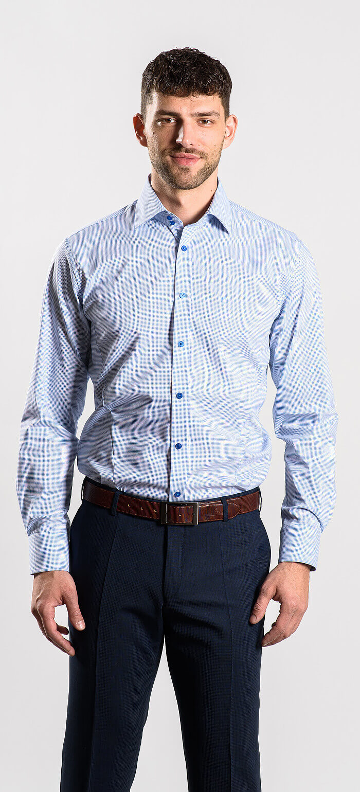 White Extra Slim Fit Shirt with Square Pattern